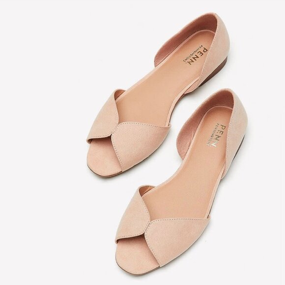 Extra Wide Pink Open Toe Flats — Penningtons Cameo Pink, Size 8.5WW - Picture 1 of 6